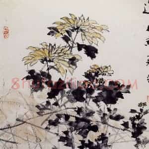 清代 虚谷《杂画册之篱菊》国画花鸟作品图片赏析