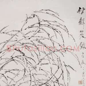 清代 虚谷《黄耳图轴》国画花鸟作品图片赏析