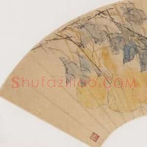 清代 虚谷《无极长生图扇页》国画花鸟作品图片赏析
