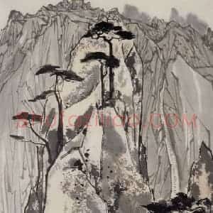 1979年 吴冠中《黄山》国画山水写意作品图片赏析