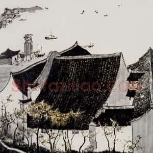 1980年 吴冠中《普陀山渡口》国画山水写意作品图片赏析