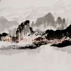 1982年 吴冠中《桂林漓江》国画山水写意作品图片赏析