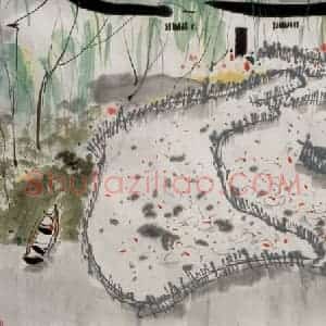 1982年 吴冠中《养鸭场》国画山水写意作品图片赏析