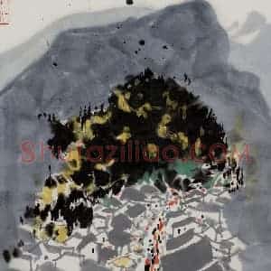 1983年 吴冠中《小市》国画山水写意作品图片赏析