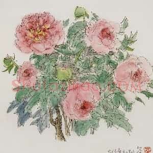 1975年 吴冠中《牡丹》国画花鸟写意作品图片赏析