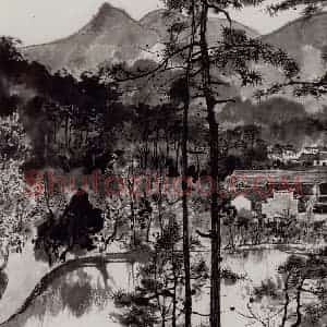 1977年 吴冠中《韶山》国画山水写意作品图片赏析