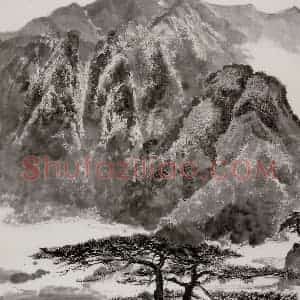 1977年 吴冠中《井冈山主峰》国画山水写意作品图片赏析
