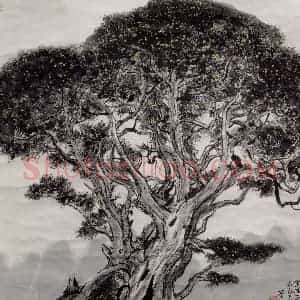 1977年 吴冠中《金桂花》国画花鸟写意作品图片赏析
