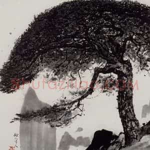 1977年 吴冠中《松望人》国画花鸟写意作品图片赏析