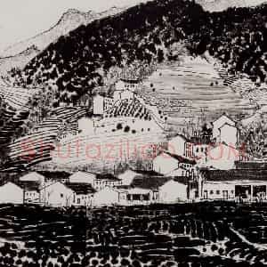 1977年 吴冠中《茶场》国画山水写意作品图片赏析