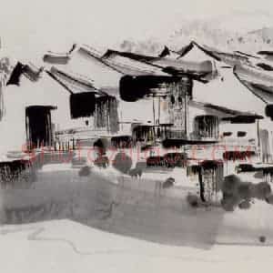 1987年 吴冠中《思蜀》国画山水写意作品图片赏析