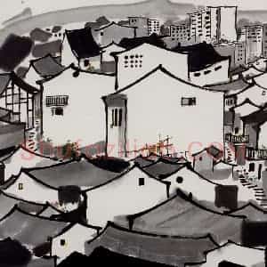1988年 吴冠中《思蜀》国画山水写意作品图片赏析