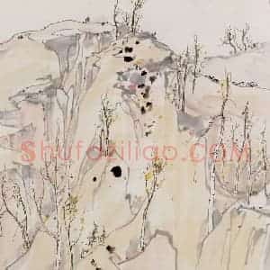 1989年 吴冠中《高原居》国画山水写意作品图片赏析