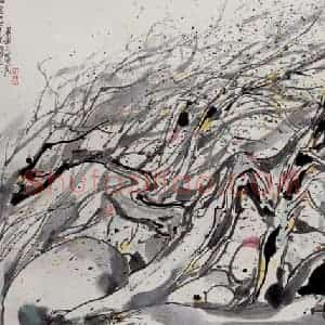 1989年 吴冠中《海风》国画山水写意作品图片赏析