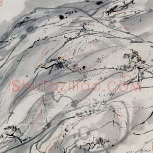 1990年 吴冠中《高山劲松》国画山水写意作品图片赏析
