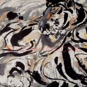 1990年 吴冠中《老虎》国画花鸟写意作品图片赏析