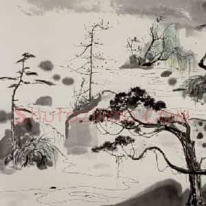 1986年 吴冠中《盆景海》国画山水写意作品图片赏析