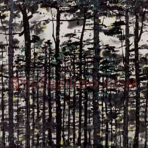 1992年 吴冠中《林》国画花鸟写意作品图片赏析
