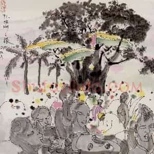 1993年 吴冠中《忆非洲之旅》国画山水写意作品图片赏析