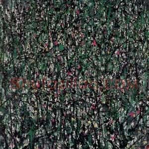 1995年 吴冠中《残红》国画花鸟写意作品图片赏析
