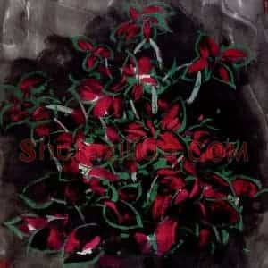 1995年 吴冠中《花》国画花鸟写意作品图片赏析