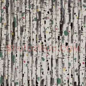 1996年 吴冠中《白杨林》国画花鸟写意作品图片赏析
