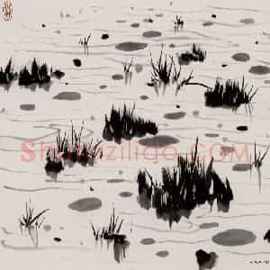 1999年 吴冠中《野草》国画花鸟写意作品图片赏析