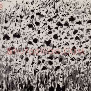 1999年 吴冠中《花草》国画花鸟写意作品图片赏析