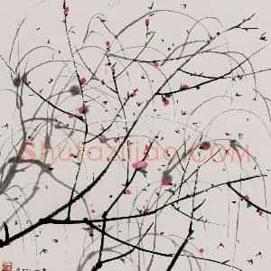 2000年 吴冠中《春燕》国画花鸟写意作品图片赏析