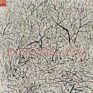 2000年 吴冠中《春满》国画花鸟写意作品图片赏析
