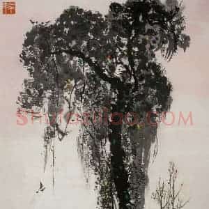 2000年 吴冠中《在天涯》国画花鸟写意作品图片赏析
