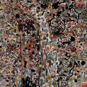 2001年 吴冠中《红叶》国画花鸟写意作品图片赏析