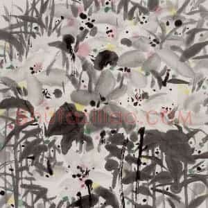 2001年 吴冠中《山花》国画花鸟写意作品图片赏析