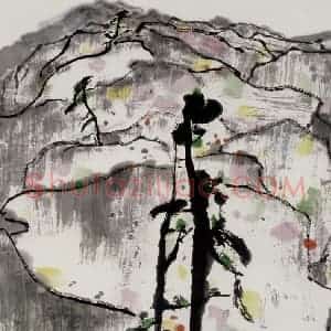 2005年 吴冠中《长松》国画山水写意作品图片赏析