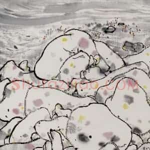 2005年 吴冠中《退潮》国画山水写意作品图片赏析