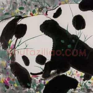 2006年 吴冠中《熊猫》国画花鸟写意作品图片赏析