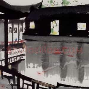 1997年 吴冠中《故园故人总相恋》国画山水写意作品图片赏析