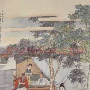 1984年 刘凌沧《文君听琴》国画人物作品图片赏析