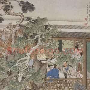 1964年 刘凌沧《西园论艺图》国画人物作品图片赏析