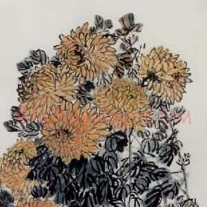 1972年 吴茀之《霜中黄菊》国画花鸟作品图片赏析