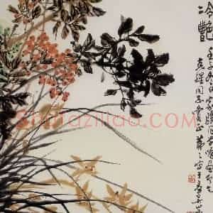 1972年 吴茀之《冷艳》国画花鸟作品图片赏析
