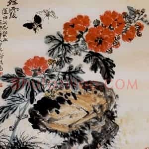 1973年 吴茀之《晴霞》国画花鸟作品图片赏析
