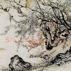 吴茀之《鱼鹰》国画花鸟作品图片赏析
