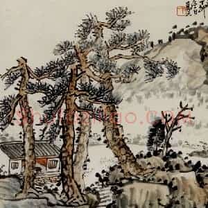 吴茀之《闭户读书图》国画花鸟作品图片赏析