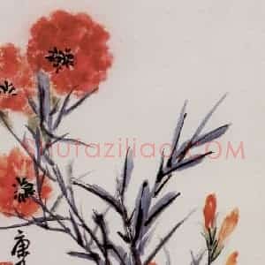 吴茀之《康乃馨》国画花鸟作品图片赏析