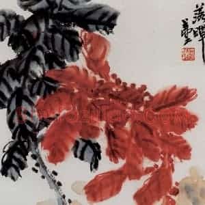 吴茀之《斓斑秋色雁初飞》国画花鸟作品图片赏析