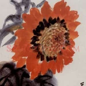 吴茀之《向日葵》国画花鸟作品图片赏析
