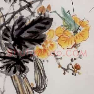 吴茀之《丝瓜图》国画花鸟作品图片赏析