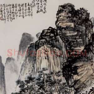 1934年 吴茀之《万寿胜景》国画山水作品图片赏析