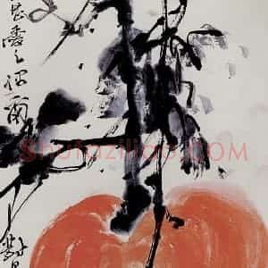 1945年 吴茀之《种瓜得瓜》国画花鸟作品图片赏析